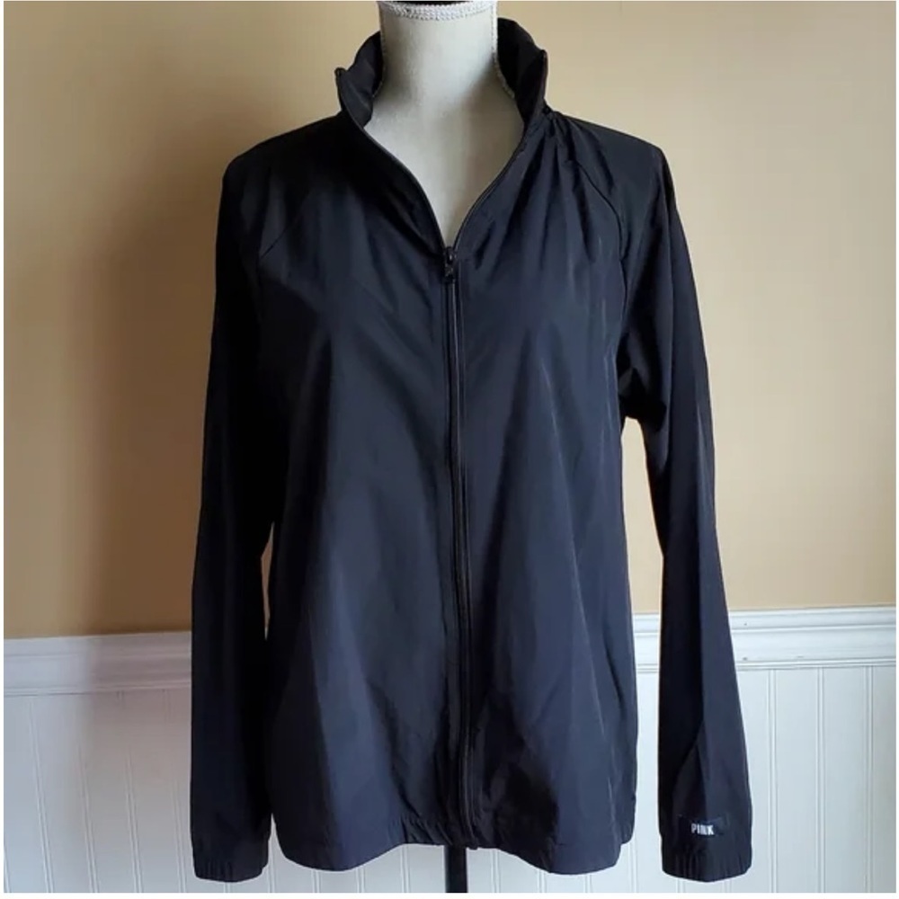 PINK VICTORIA'S SECRET BLACK ANORAK HOODIE SIZE L/XL NWT